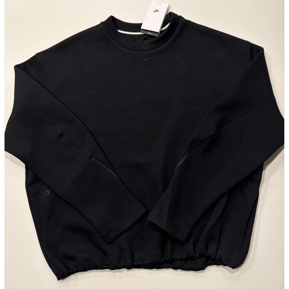Nike Tech Fleece Crew Sweatshirt Mens Black Large Loose Fit HV6537-010 NEW
